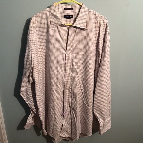 Chemise Homme Rose Lands' End - Taille 17 (col 34-35) - Coton Oxford - Occasion Très Bon état
